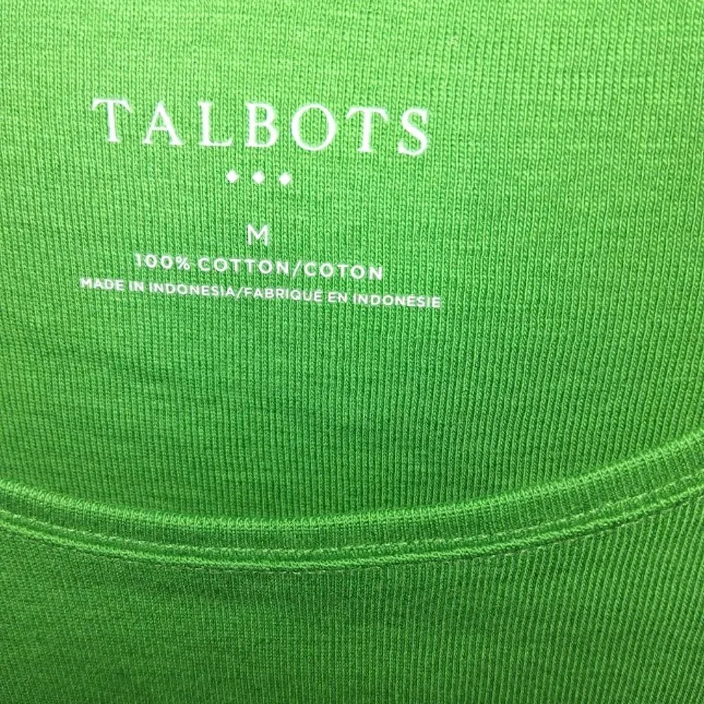 Talbots Round Neck Cotton Short Sleeve Tee Shirt NWT Sz M or LP Kelly Green - Picture 2 of 4